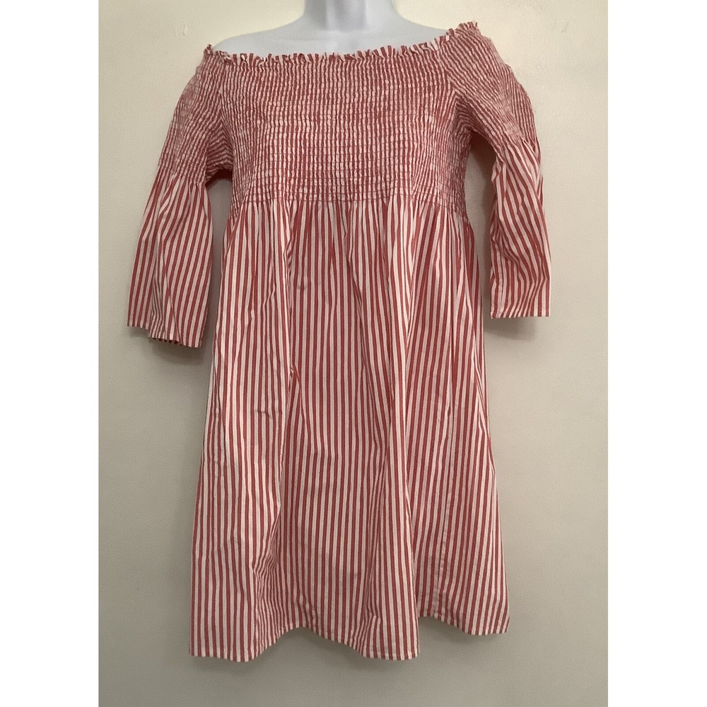Michael Kors Women's Off Shoulder Dress Bell Sleeves Red White Size Medium